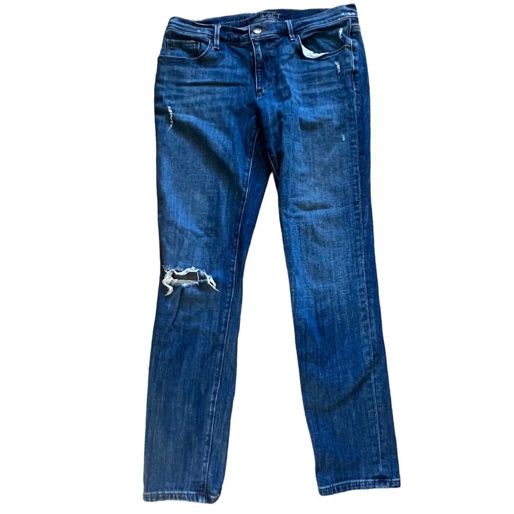 Ann Taylor Loft Jeans Womens Size 6 Relaxed Distress Skinny Mid Rise Zip Fly